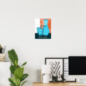 Blauwe Bril, Rietje & Karaffe Deel een drankje! Poster (Thuiskantoor)