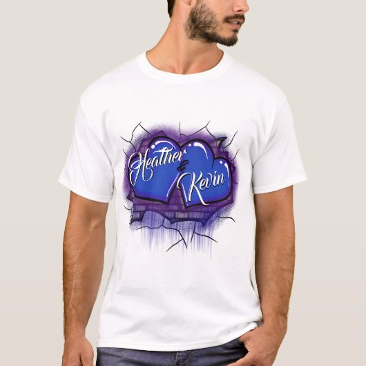 Blauwe bril T-Shirt voor borstels met dubbel hart (Voorkant)