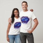 Blauwe bril T-Shirt voor borstels met dubbel hart (Unisex)