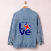 Blauwe Britse LIEFDE Hart Vlag Persoonlijk Denim Jacket (Hangar)