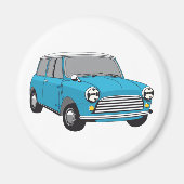Blauwe Britse Oldtimer Mini Cooper Magneet (Voorkant)