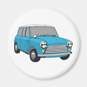 Blauwe Britse Oldtimer Mini Cooper Magneet