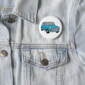 Blauwe Britse Oldtimer Mini Cooper Ronde Button 5,7 Cm (In situ)