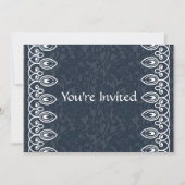 Blauwe Brocade Birthday Uitnodiging (Voorkant)