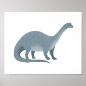 Blauwe Brontosaurus Dinosaur Kunst Muurposter Poster (Voorkant)