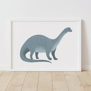 Blauwe Brontosaurus Dinosaur Kunst Muurposter Poster