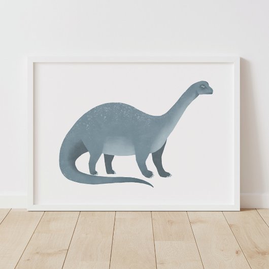 Blauwe Brontosaurus Dinosaur Kunst Muurposter Poster