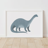 Blauwe Brontosaurus Dinosaur Muur Kunst Poster