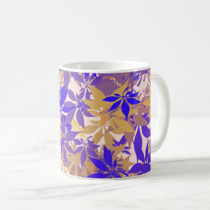 Blauwe, bronzen en paarse kastanjebladeren koffiemok