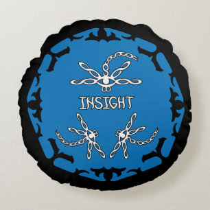 Blauwe, Brow 3rd Eye Chakra "Insight" libellen Rond Kussen