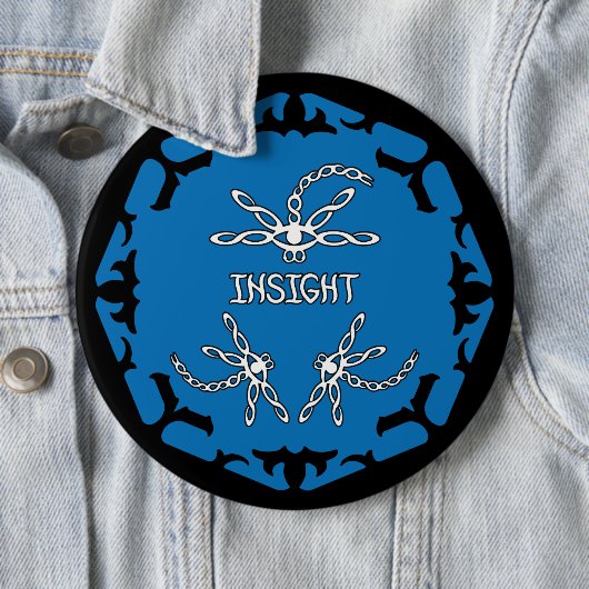 Blauwe, Brow 3rd Eye Chakra "Insight" libellen Ronde Button 6,0 Cm (In situ)