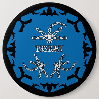 Blauwe, Brow 3rd Eye Chakra "Insight" libellen Ronde Button 6,0 Cm