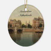 Blauwe brug en de Amstelrivier, Amsterdam Keramisch Ornament (Links)
