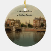 Blauwe brug en de Amstelrivier, Amsterdam Keramisch Ornament (Achterkant)