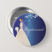 Blauwe bruid Bridesmaid Bride Party Button (Voorkant /achterkant)