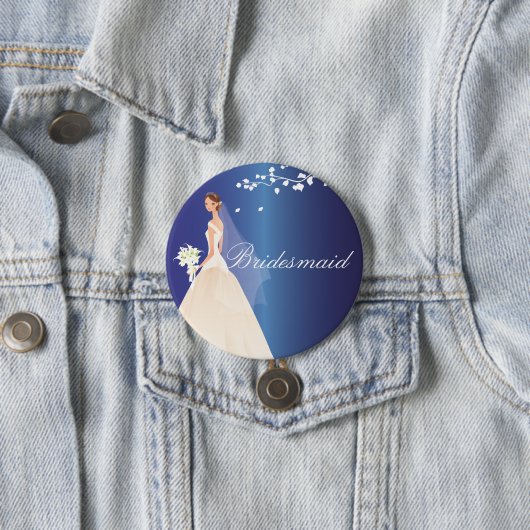 Blauwe bruid Bridesmaid Bride Party Button (In situ)