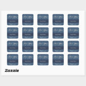 Blauwe bruid bruidegom Damask Vierkante Sticker (Vel)