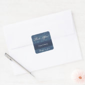 Blauwe bruid bruidegom Damask Vierkante Sticker (Envelop)