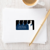 Blauwe bruid & bruidsmeisjes retour adreslabel etiket (Insitu)