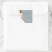 Blauwe bruid vierkante sticker (Tas)