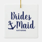 Blauwe bruidsbruidsbruidsbruid met anker keramisch ornament (Achterkant)