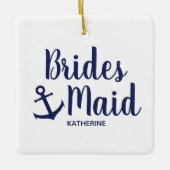 Blauwe bruidsbruidsbruidsbruid met anker keramisch ornament (Voorkant)