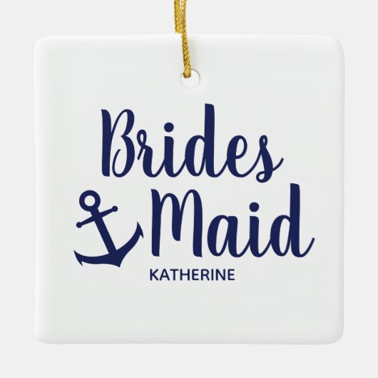 Blauwe bruidsbruidsbruidsbruid met anker keramisch ornament (Voorkant)