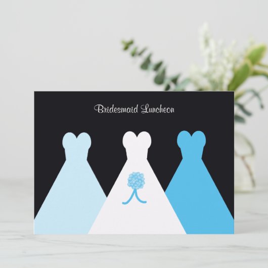 Blauwe bruidsmeisje lunch of brunch uitnodiging (Staand voorkant)