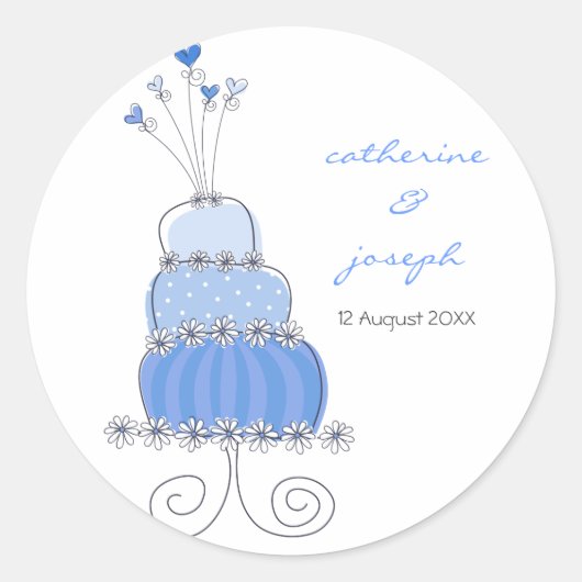 Blauwe bruidstaart Dank u Gift Label Sticker (Voorkant)