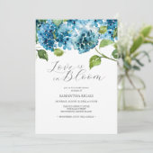Blauwe Bruidsuitnodigingen Hydrangea Kaart (Staand voorkant)