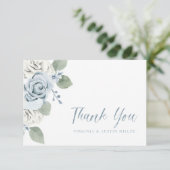 Blauwe bruiloft bedankkaart (Staand voorkant)