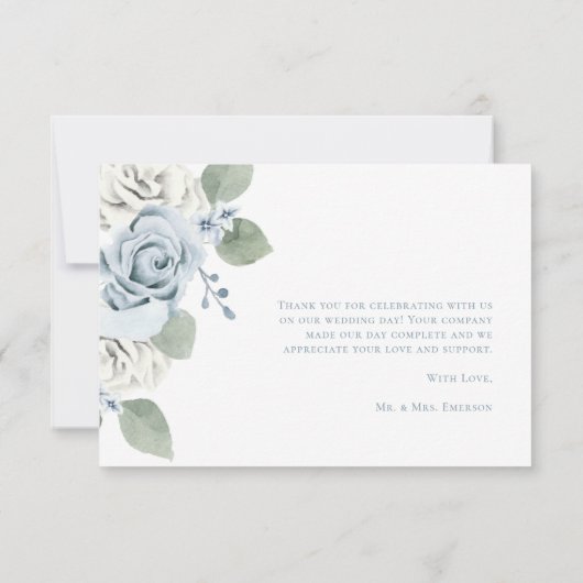 Blauwe bruiloft bedankkaart (Achterkant)