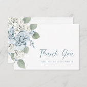 Blauwe bruiloft bedankkaart (Voorkant / Achterkant)