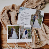 Blauwe bruiloft bedankpas kaart