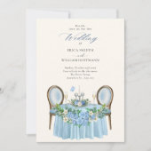 Blauwe bruiloft bloementuin decoratie kaart (Voorkant)