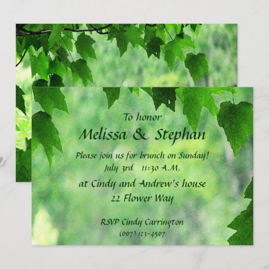 Blauwe bruiloft brunch kaart (Voorkant / Achterkant)