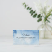Blauwe bruiloft details. Info. Waterverf modern Informatiekaartje (Staand voorkant)