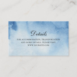 Blauwe bruiloft details. Info. Waterverf modern Informatiekaartje