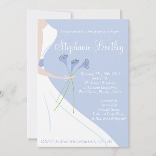 Blauwe bruiloft Dress Bridal Shower Uitnodiging (Voorkant)