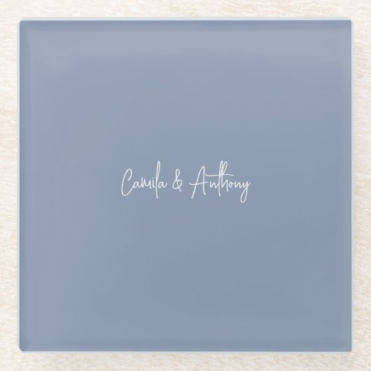 Blauwe bruiloft glazen onderzetter (Voorkant)