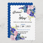 Blauwe bruiloft kaart (Voorkant / Achterkant)
