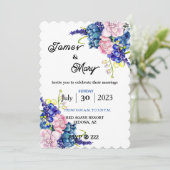 Blauwe bruiloft kaart (Staand voorkant)