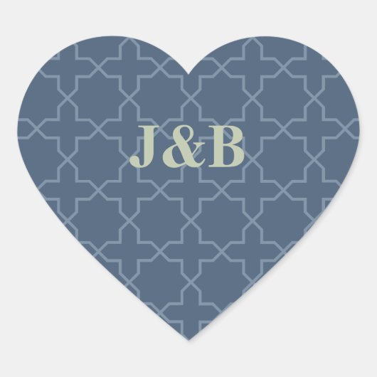 Blauwe bruiloft met Latticework Patroon Hart Sticker (Voorkant)