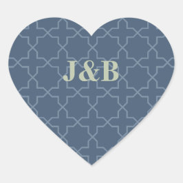 Blauwe bruiloft met Latticework Patroon Hart Sticker