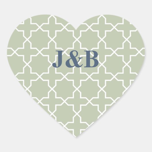 Blauwe bruiloft met Latticework Patroon Hart Sticker (Voorkant)