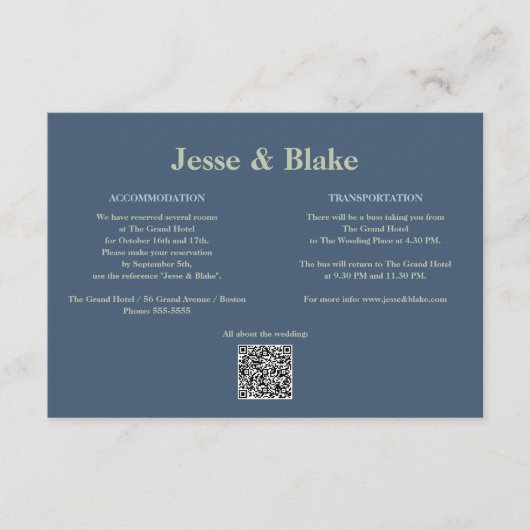 Blauwe bruiloft met Latticework Patroon Informatiekaartje (Voorkant)