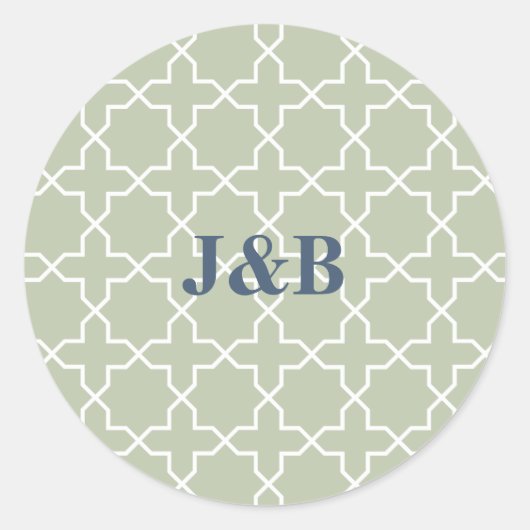 Blauwe bruiloft met Latticework Patroon Ronde Sticker (Voorkant)