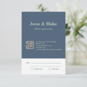 Blauwe bruiloft met Latticework Patroon RSVP Kaartje (Staand voorkant)