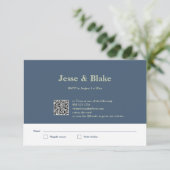 Blauwe bruiloft met Latticework Patroon RSVP Kaartje (Staand voorkant)