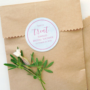 Blauwe Bruiloft Minimaal Roze Calligrafie Ronde Sticker